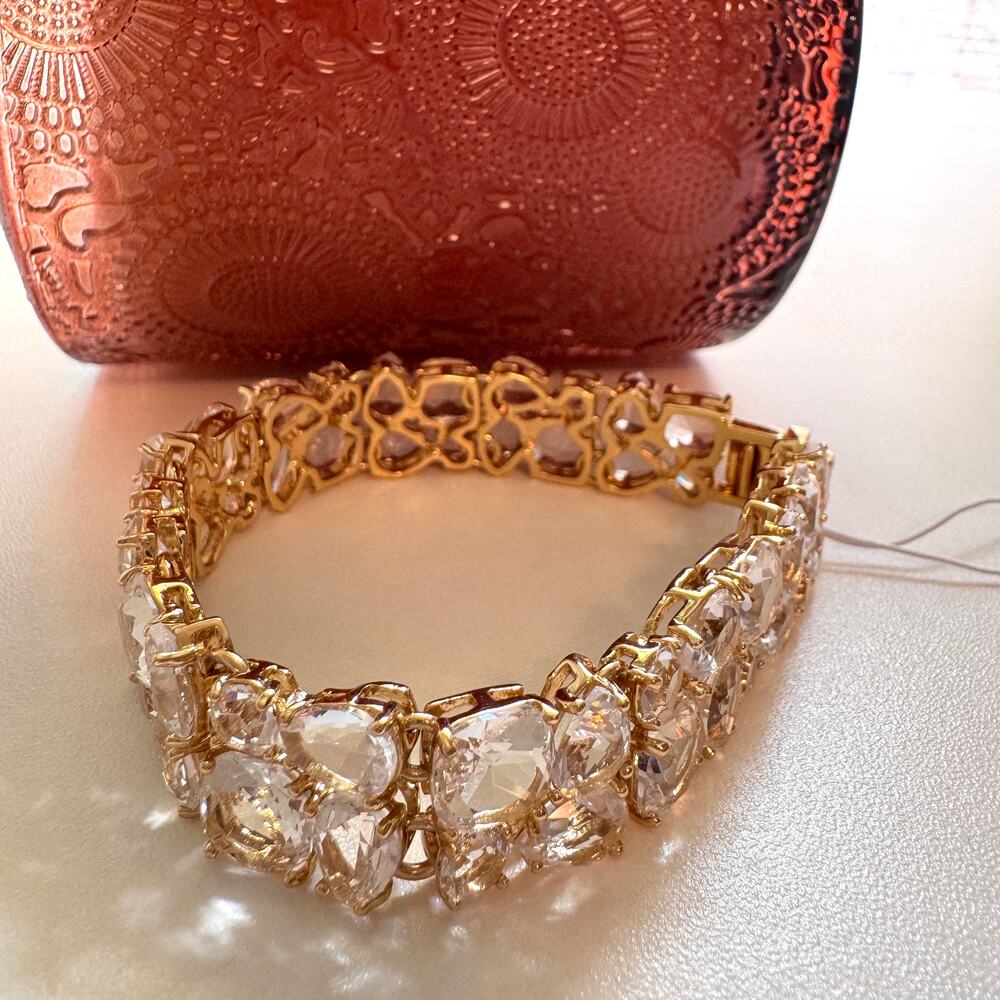 Kate Spade Womens Make Me Blush Bracelet Jewelry Fashion Bling Clear Gold
